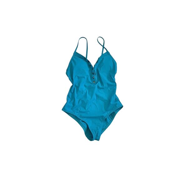 Red Carter Button Front One-Piece Swimsuit Small - Picture 1 of 7